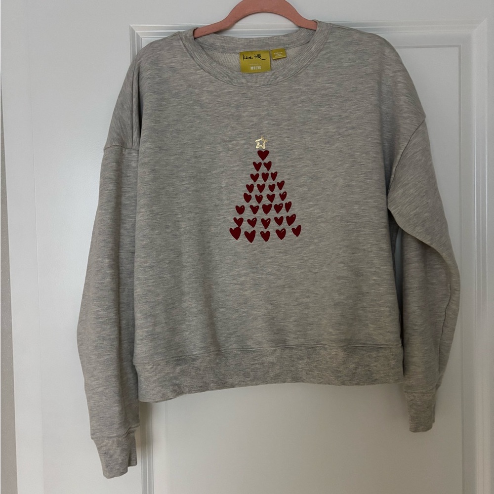 Maeve Kera Till Gray Heart Sweater
